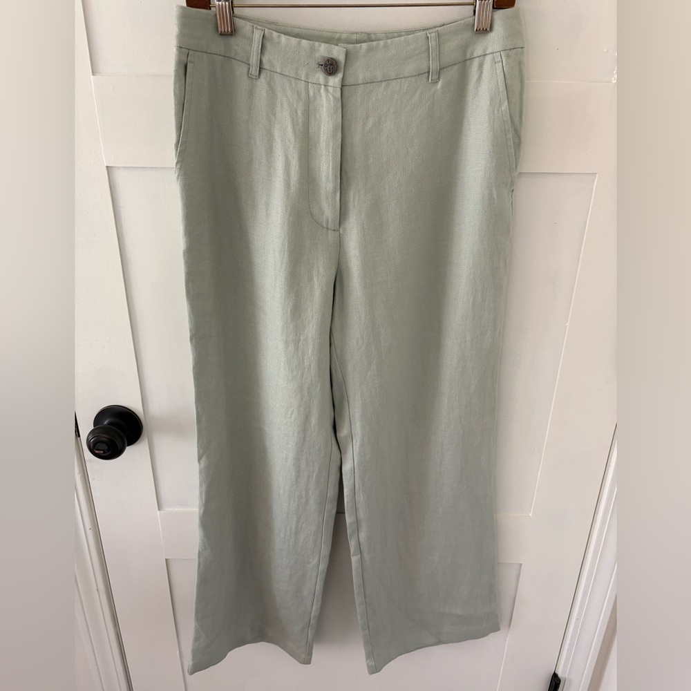Quaker Marine Supply Co. Pale Sage Linen Trouser Pants. Size 6.